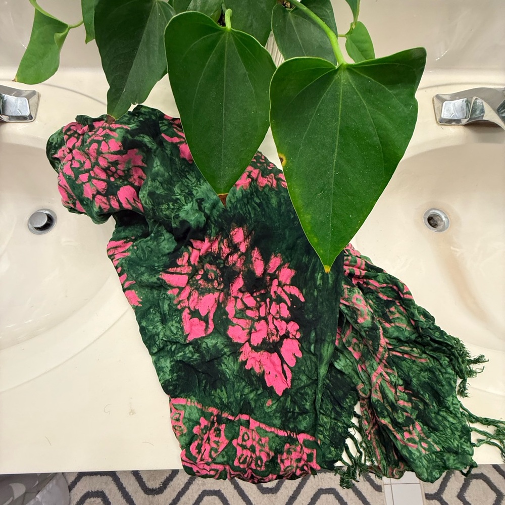 Pineapple Moon Green Floral Scarf